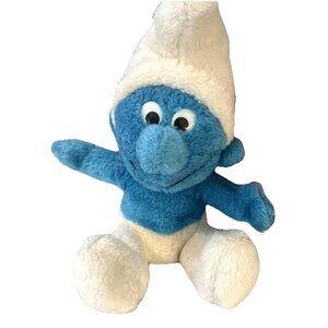 Vintage Plush 11” Smurf Doll TV Cartoon Character - Stuffed Stuffy